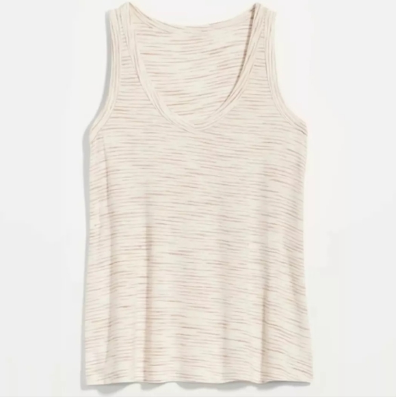 Luxe Warm Space Dye Stripe V-Neck Tank Top Small - Picture 2 of 6